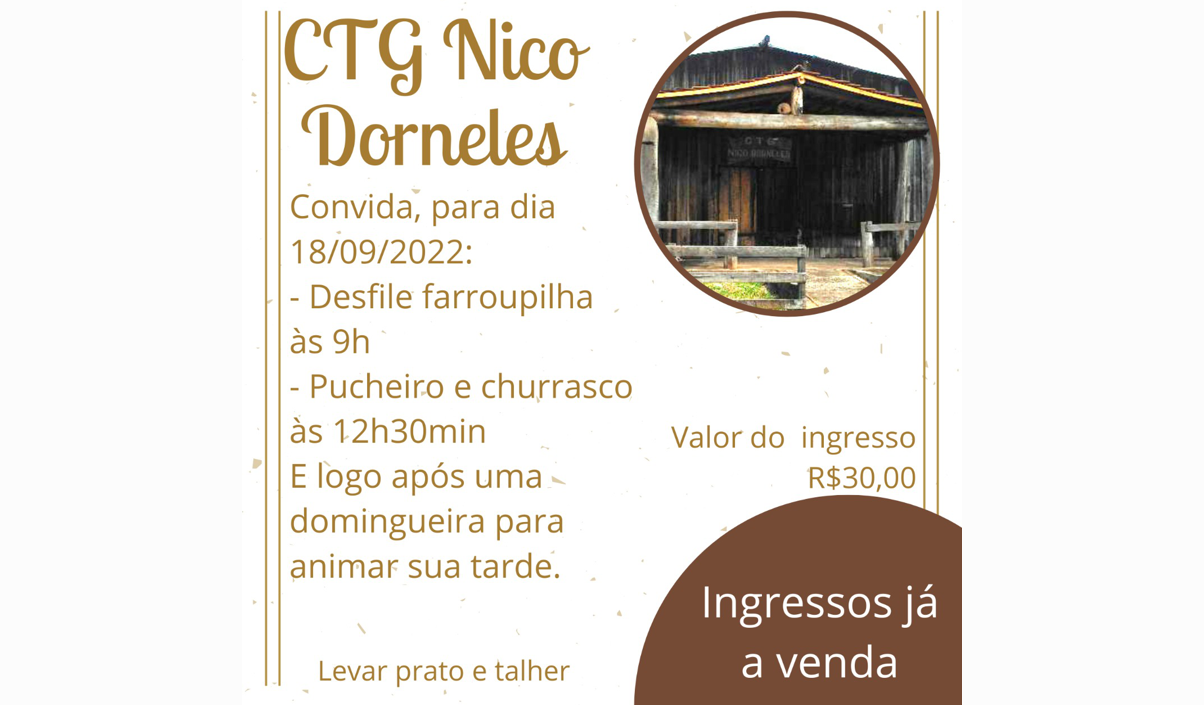 Convite para Semana Farroupilha CTG Nico Dorneles: